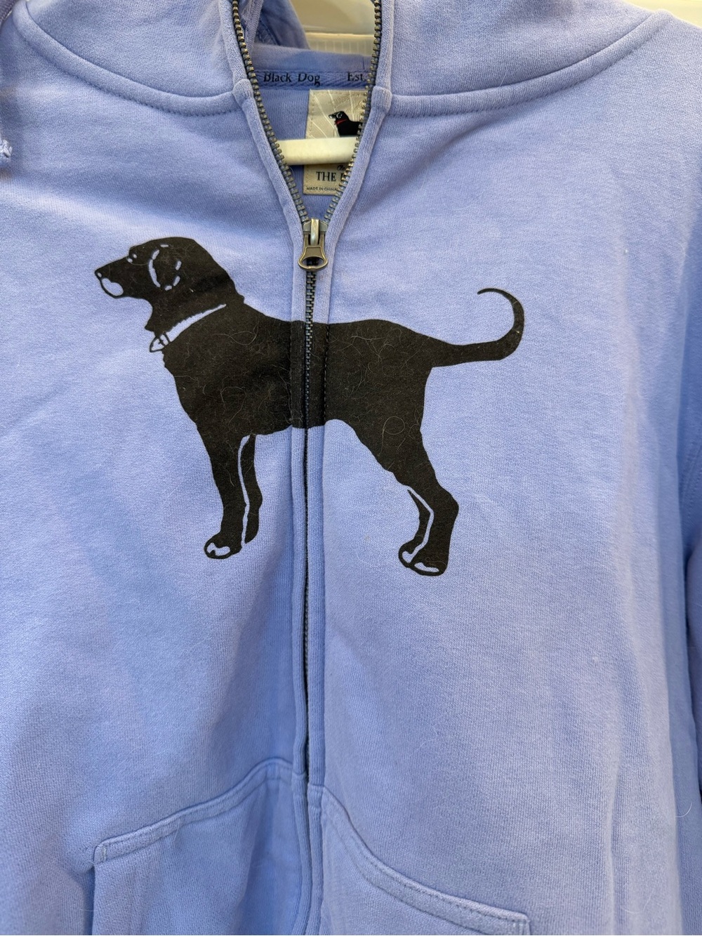 Black Dog Periwinkle Full-Zip Hoodie with Black Dog Graphic